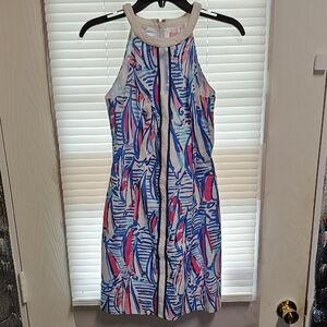 Lilly Pulitzer Pearl Resort White Red Right Return Sailboat Shift Dress